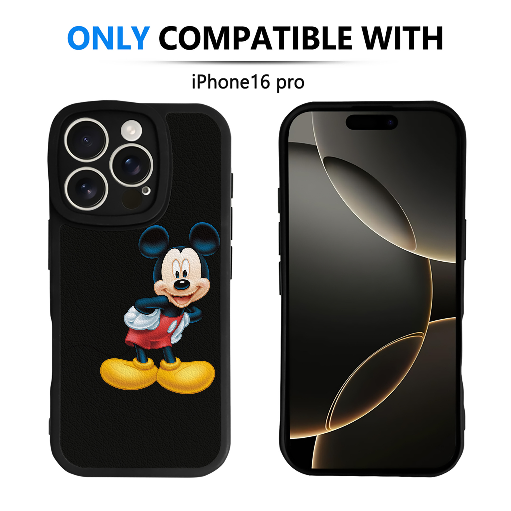 （画像用） ミッキーマウス Mickey Mouse 【iPhone 16シリーズ対応】シリコンスマホケース（レザー調） 材質：シリコン